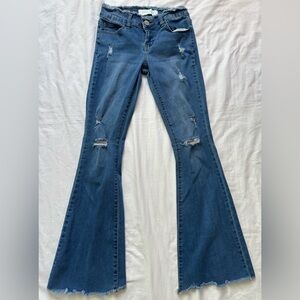 GOGO Jeans Denim Distressed Flare Low Rise Juniors Size 0/24